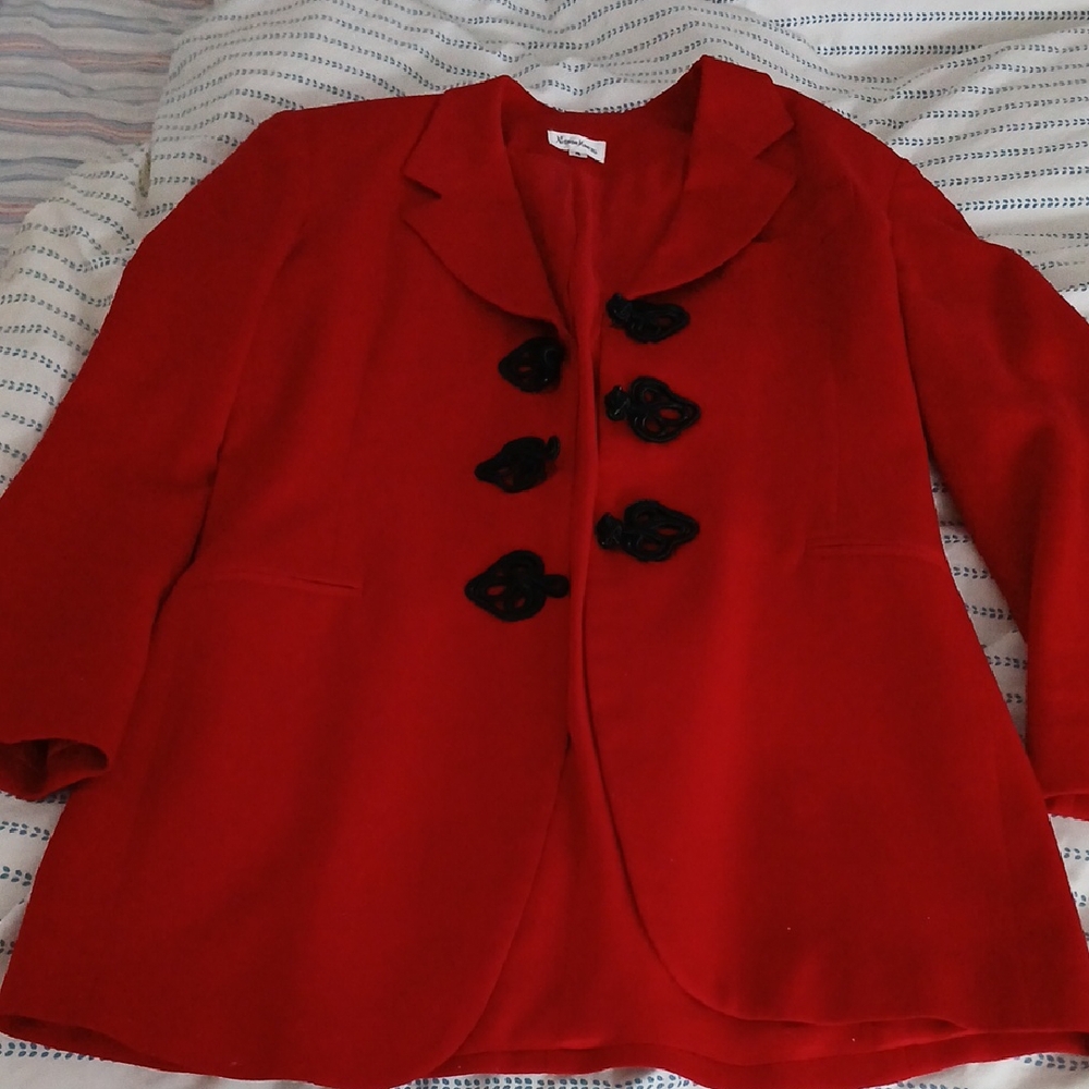 Neiman Marcus Red Blazer with Black Accents EUC